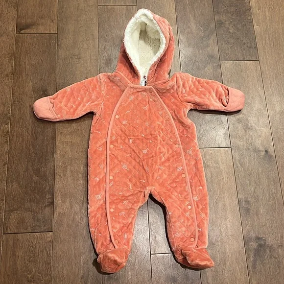 Nordstrom Baby Bunting Quilted Burnt Orange Desert Dottie Print Size 9 Months - Picture 2 of 9